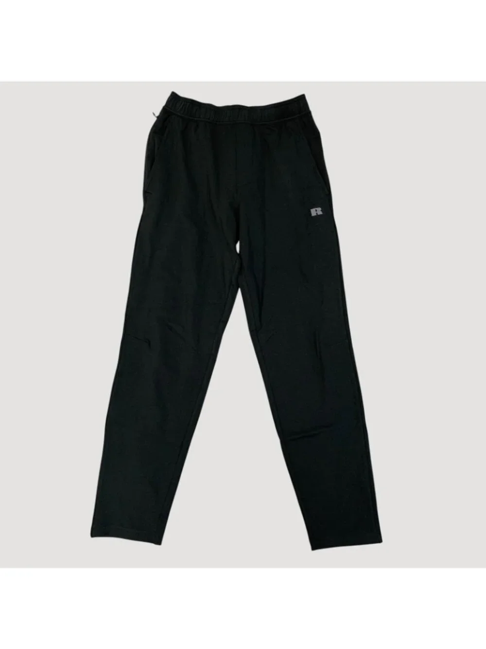 NWT Russell Athletic Men's S Black Tapered Fit Pant Stretch Zippered Pocket